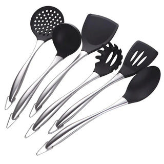 napoli cooking tool set 6 piece kitchen utensil eco friendly silicone stainless steel detail