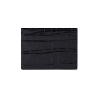 slim yellow crocodile pattern leather card holder haven italian calfskin wallet detail