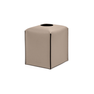 soft square leather tissue box cover vanity holder stitched corners front view