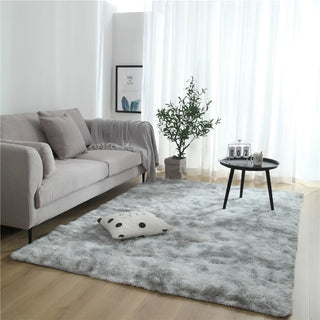 fluffy light grey modern kilim non slip plush carpet front view