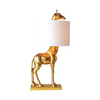 Designer giraffe table lamp side — gold LED finish