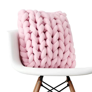 chunky knit cushion handmade soft wool pillow cozy sofa decor 30x30 cm side view