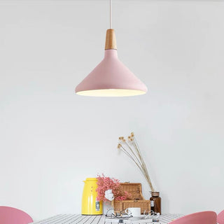 Suspension conique en métal coloré - Luminaire moderne avec cordon réglable