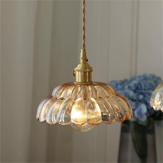 Mid-century clear glass pendant with adjustable hanging cord