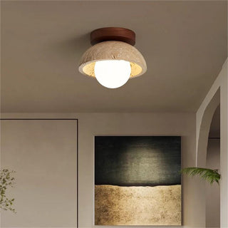 Stone wall sconce ambient beige walnut — industrial lamp