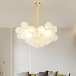 Contemporary frosted bubble chandelier glass soft glow ceiling