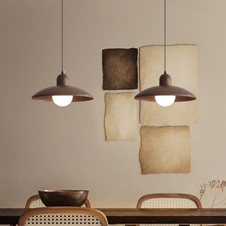 Rustic brown wood ceiling lamp iron – wooden accent light