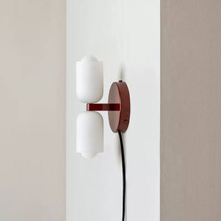 Two adjustable glass head plug-in wall lamp — sconce