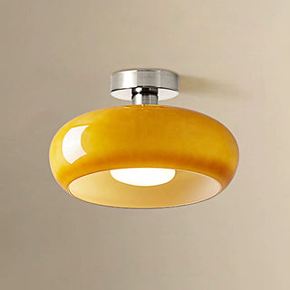 Round amber pendant ceiling light, vintage glass design