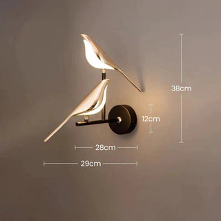 LED golden bird modern acrylic wall sconce close-up