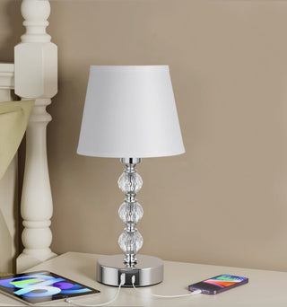 Crystal table lamp USB charging — luxury chrome base elegant design