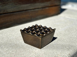 windproof brass ashtray antique solid ashtray detachable lid patio use close-up