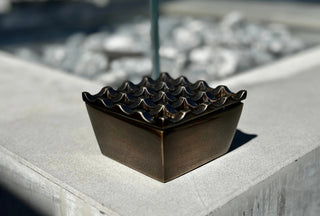 windproof brass ashtray antique solid ashtray detachable lid patio use side view