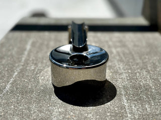 single cigar ashtray windproof stainless steel lid chrome finish side view