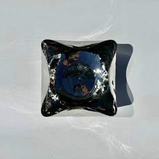 stainless steel bowl rikan polished hammered shell shape liquid metal finish 13.3 inch top view