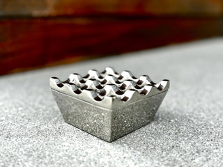 windproof chrome ashtray stainless steel 9-hole rust resistant easy clean side view