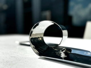 compact serving tray rikan stainless steel wave design platter side view