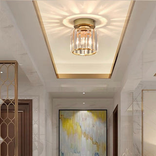 Black crystal shade ceiling lamp, modern semi-flush hallway