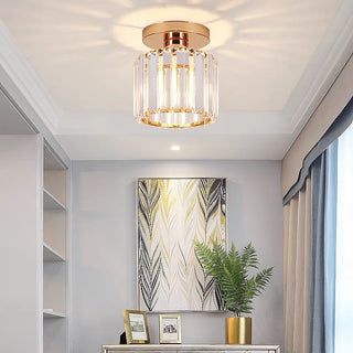 Black Hallway Ceiling Light - Modern 1-Light Semi-Flush Mount Fixture with Crystal Shade