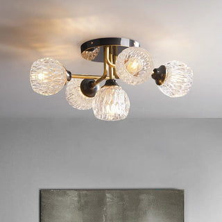 Luxury copper ceiling light – semi-flush five-bulb bedroom