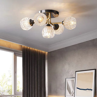 Copper five-bulb ceiling fixture – semi-flush modern bedroom