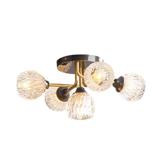 Semi-flush copper ceiling lamp – five-bulb luxury bedroom