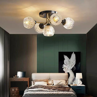 Luxury copper bedroom ceiling light – five-bulb semi-flush mount