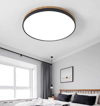 Contemporary wooden LED ceiling light – flush mount round design