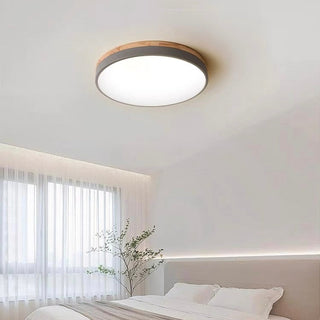 Plafonnier En Bois – Plafonnier Rond LED avec Trois Couleurs Changeantes