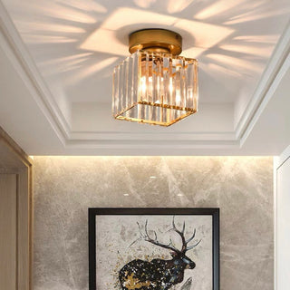 Semi-flush black ceiling fixture with crystal, modern hallway
