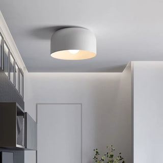 Nordic iron ceiling fixture installed, round Scandinavian light