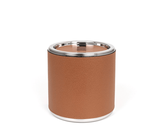 chrome ice bucket luxury calf leather chrome-plated steel insulated cooler front view
