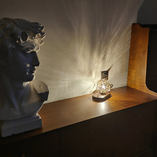 Ice stone glass lamp wide view — wood modern warm