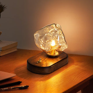 Ice stone glass table lamp side — wood modern warm
