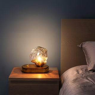 Modern glass ice lamp wide — wood stone design