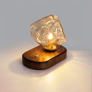 Ice stone modern glass table lamp — wood and glass design
