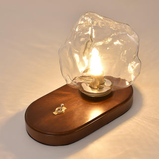Modern wood ice lamp — glass stone warm ambient