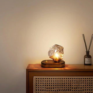 Glass table lamp ice stone — modern wood design