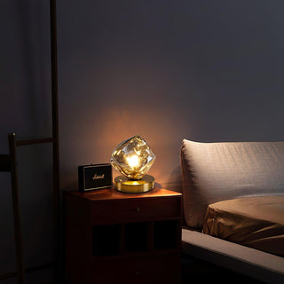 Wood glass lamp detail — ice stone modern warm