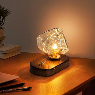Ice stone lamp setting — wood glass warm wide
