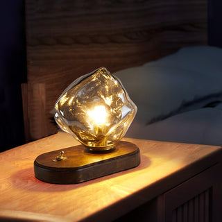 Glass wood ice lamp detail — modern warm texture