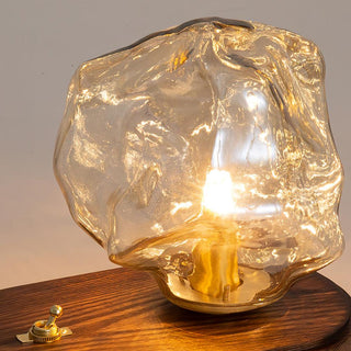 Modern ice stone lamp — glass wood warm interior