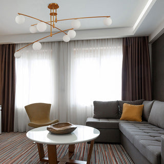 Glass ball Nordic chandelier white iron frame pendant ceiling