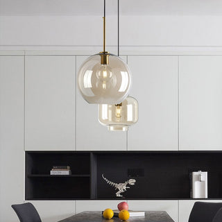 Industrial Amber Pendant Light – Vintage Glass Shade With Warm Rustic Glow