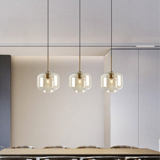 Industrial Amber Pendant Light – Vintage Glass Shade With Warm Rustic Glow