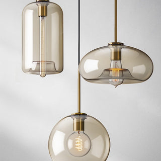 Industrial Amber Pendant Light – Vintage Glass Shade With Warm Rustic Glow