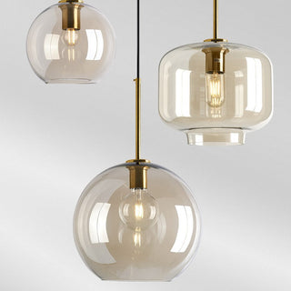 Industrial Amber Pendant Light – Vintage Glass Shade With Warm Rustic Glow