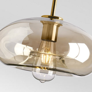 Lámpara colgante industrial ámbar – Pantalla de cristal vintage con un cálido brillo rústico