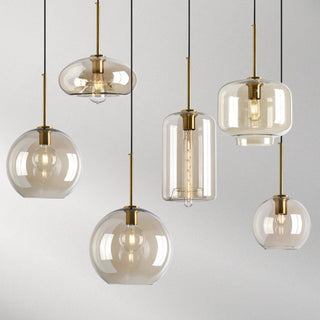 Amber glass pendant — industrial vintage ceiling fixture