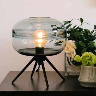 Modern designer glass shade table lamp — E27 bulb warm glow